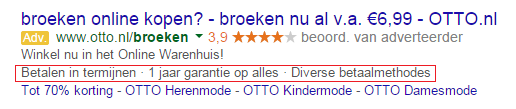 USP extensie AdWords