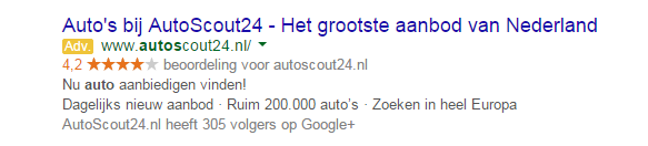 Google AdWords sterren