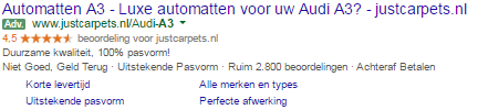 Google beoordelingssterren voorbeeld