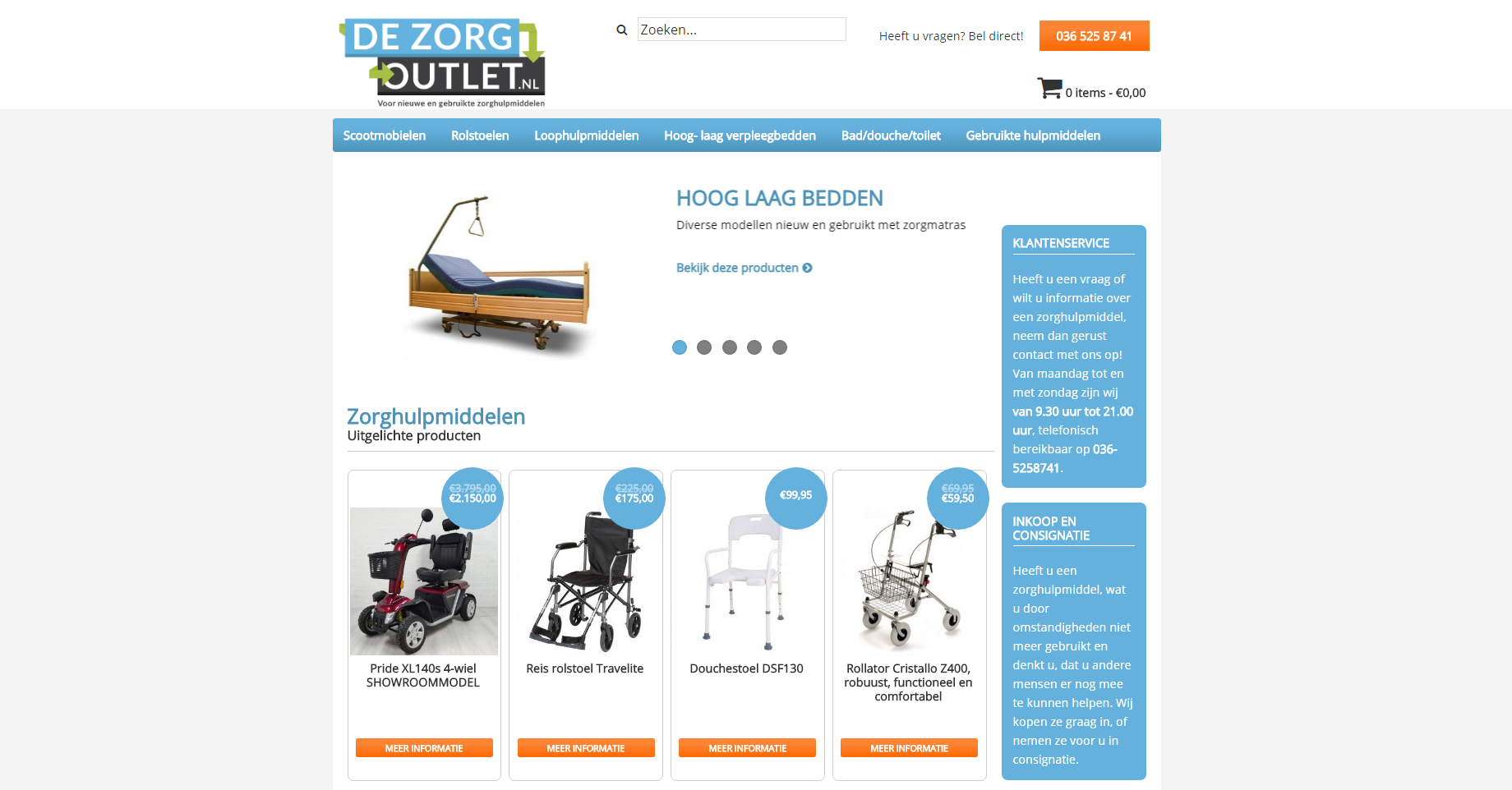 De zorgoutlet website