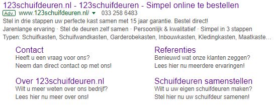 123 schuifdeuren tekstadvertentie