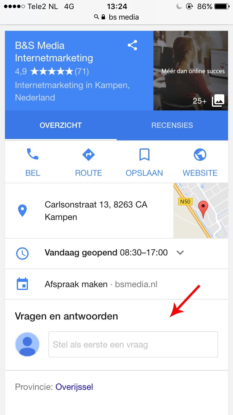 Google Mijn Bedrijf vraag & antwoord