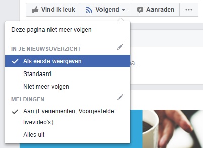 Facebook als eerste weergeven