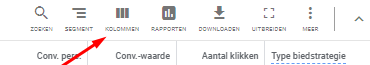 Tab kolommen in Google Ads