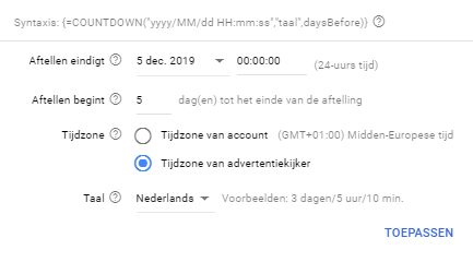 Google Ads countdown