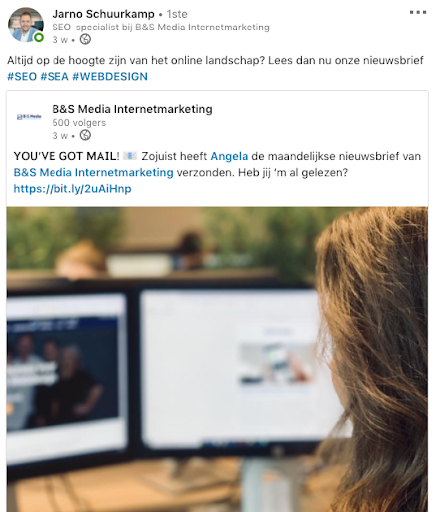 Voorbeeld LinkedIn bericht delen