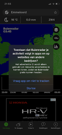 Voorbeeld van een toestemmings pop-up