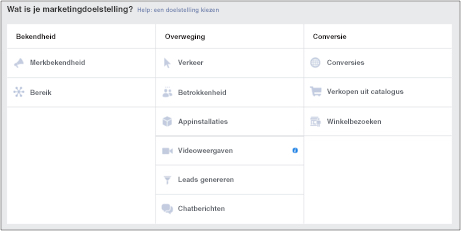 Doelstelling Facebook Adverteren