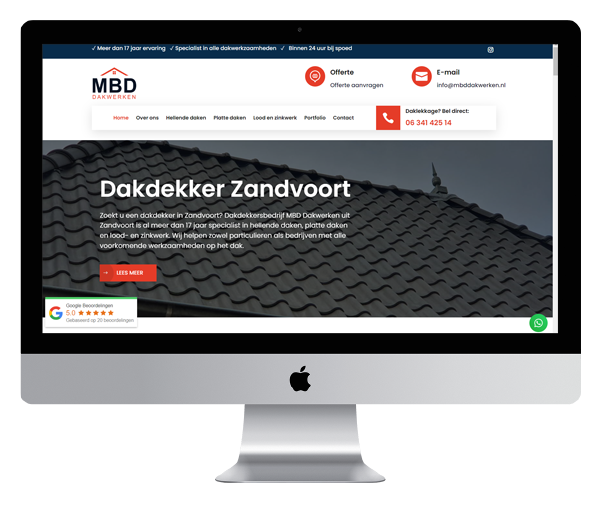 MDBDakwerken Desktop Mockup Portfolio