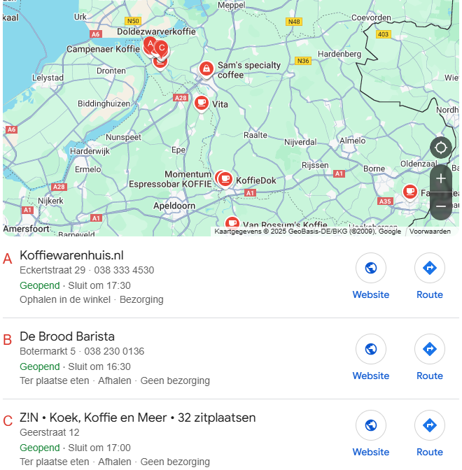 1 Beste Koffiezaak In Mijn Buurt Zoekresultaten GoogleMaps Marketing Blog BSMediaIM