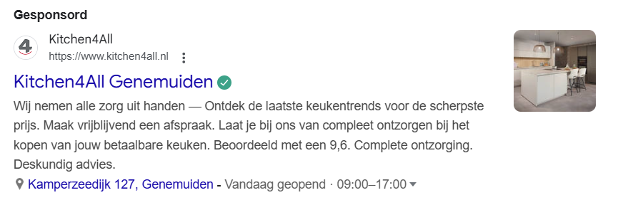 8 Locatie Extensie In Google Advertentie Kitchen4all Genemuiden GoogleMaps Marketing Blog BSMediaIM